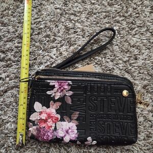 Steve Madden Black Floral Wristlet